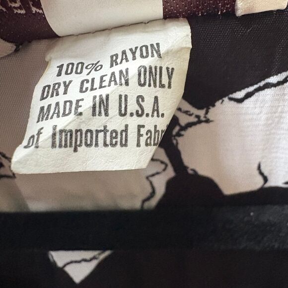 VTG Karin Stevens 100% Rayon Black and White Floral Midi Dress size 8 - Picture 13 of 13